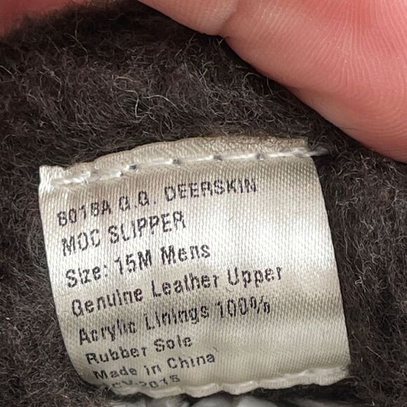 Guide Gear Deerskin Fur-Lined Leather Moccasin Slippers Big & Tall Size 15 NWT - Picture 9 of 12
